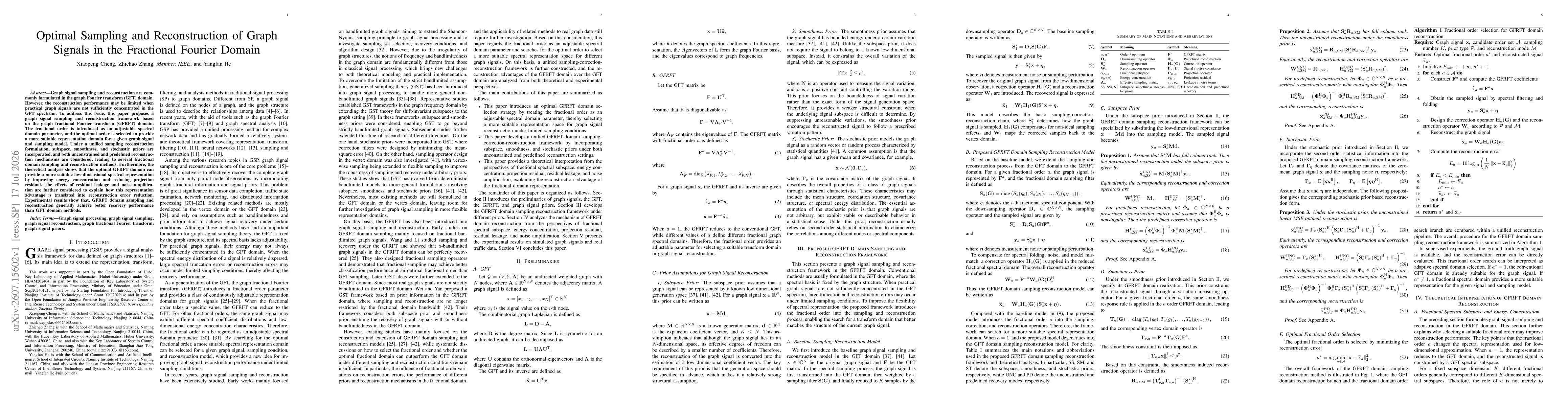 Thumbnail for Optimal Sampling and Reconstruction of Graph Signals in the Fractional Fourier Domain