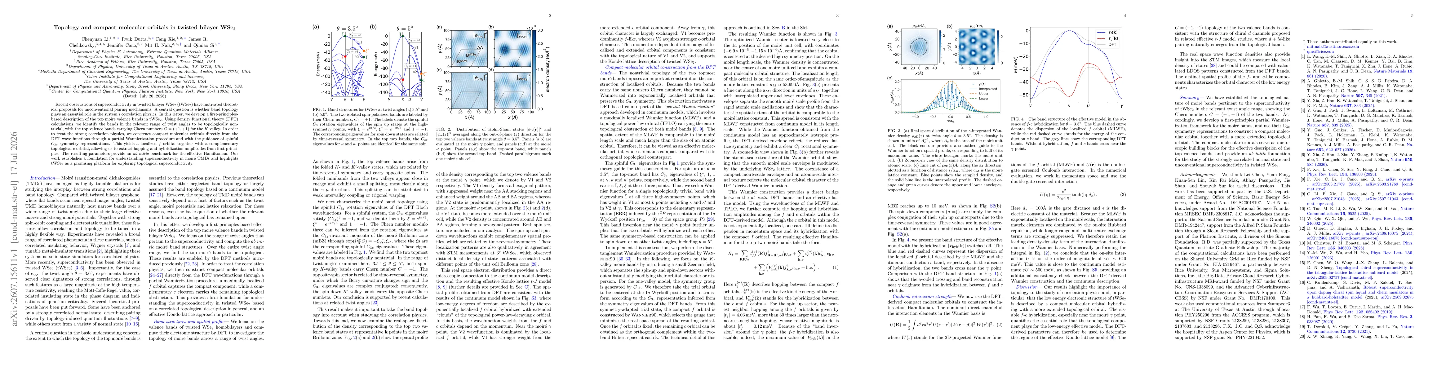 Thumbnail for Topology and compact molecular orbitals in twisted bilayer WSe$_2$