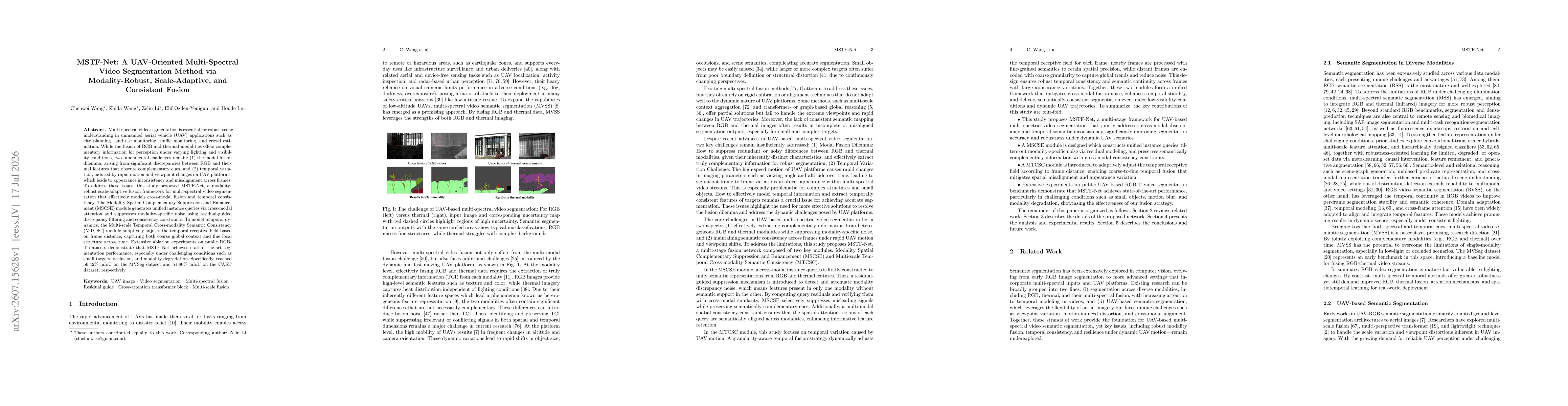 Thumbnail for MSTF-Net: A UAV-Oriented Multi-Spectral Video Segmentation Method via Modality-Robust, Scale-Adaptive, and Consistent Fusion