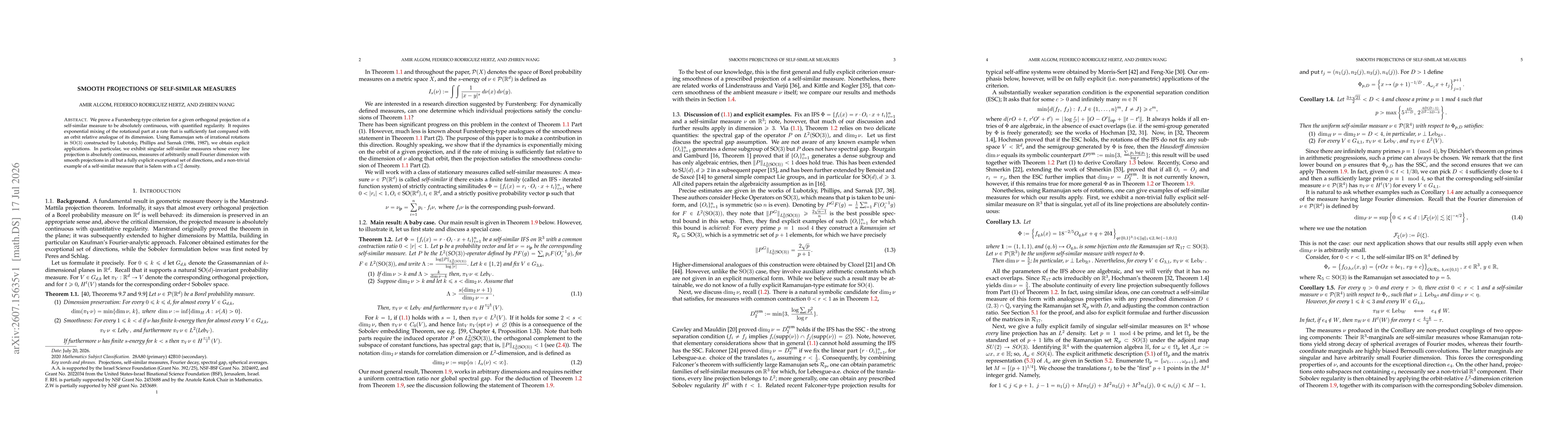 Thumbnail for Smooth projections of self-similar measures