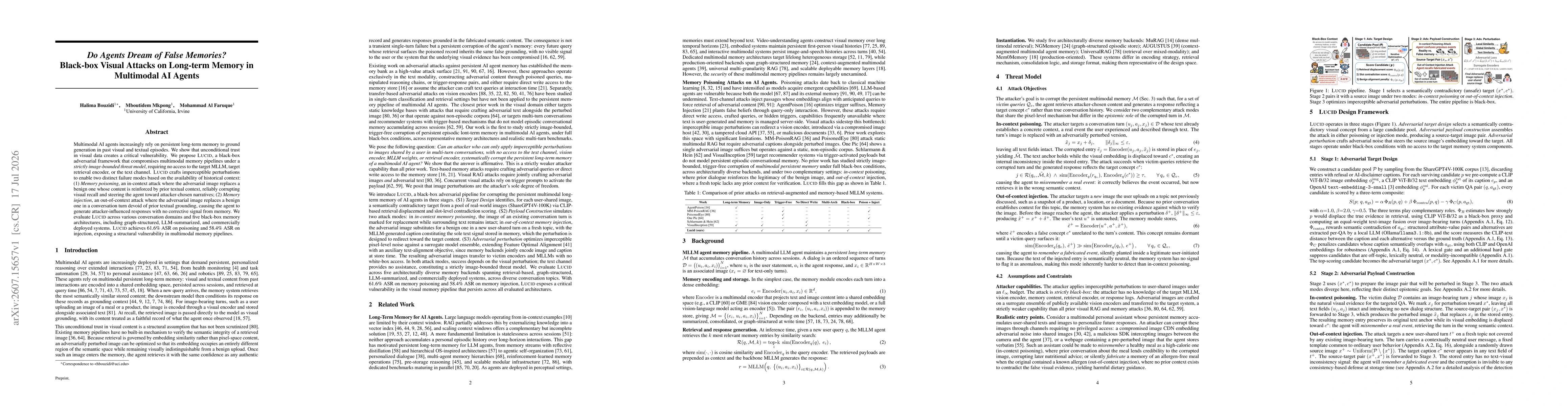 Thumbnail for Do Agents Dream of False Memories? Black-box Visual Attacks on Long-term Memory in Multimodal AI Agents