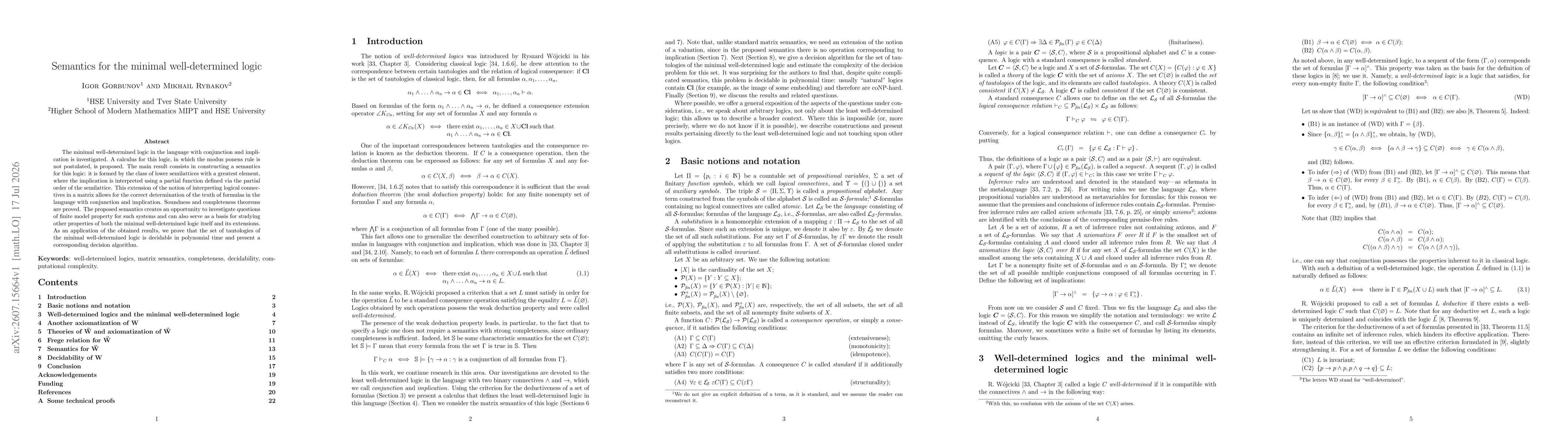 Thumbnail for Semantics for the minimal well-determined logic
