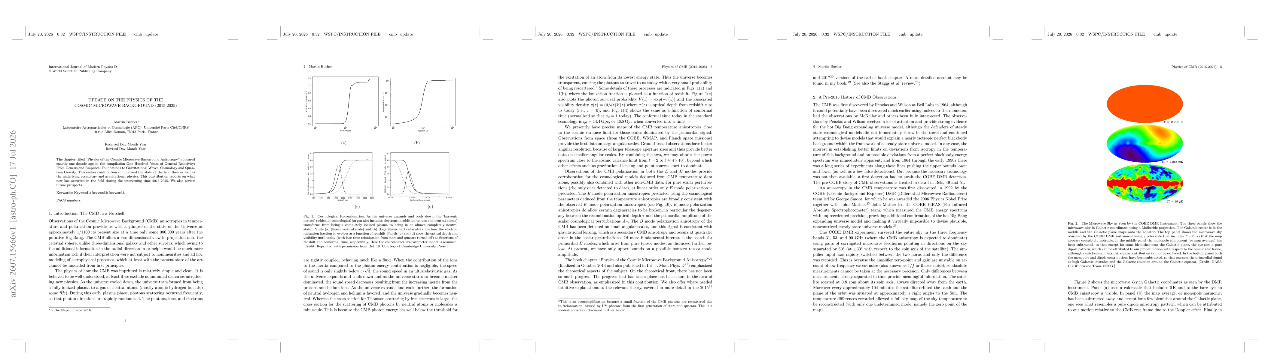 Thumbnail for Update on the Physics of the Cosmic Microwave Background (2015-2025)