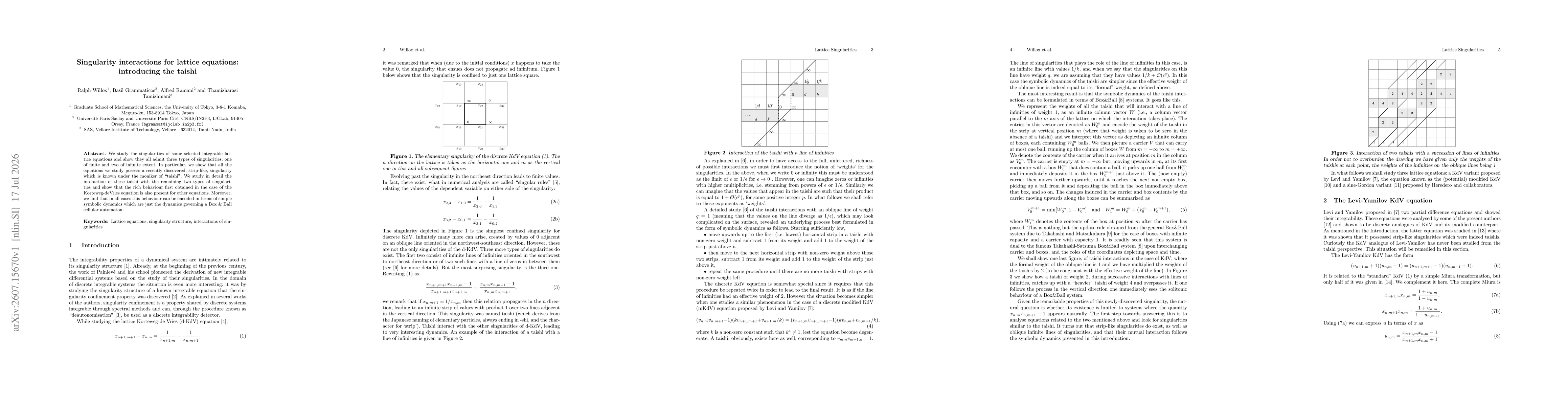 Thumbnail for Singularity interactions for lattice equations: introducing the taishi