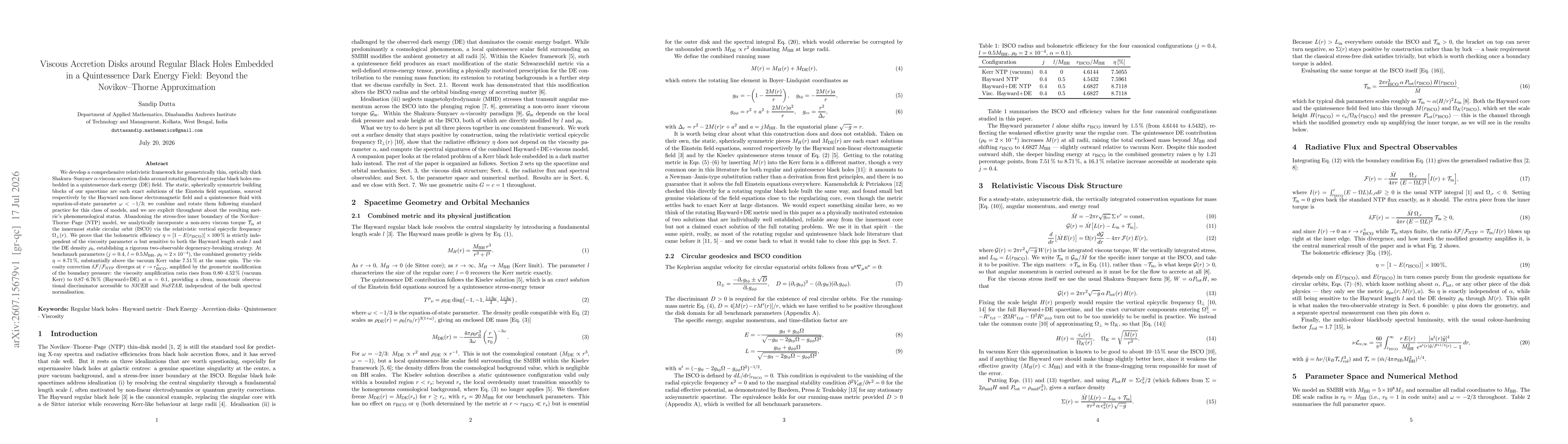 Thumbnail for Viscous Accretion Disks around Regular Black Holes Embedded in a Quintessence Dark Energy Field: Beyond the Novikov--Thorne Approximation