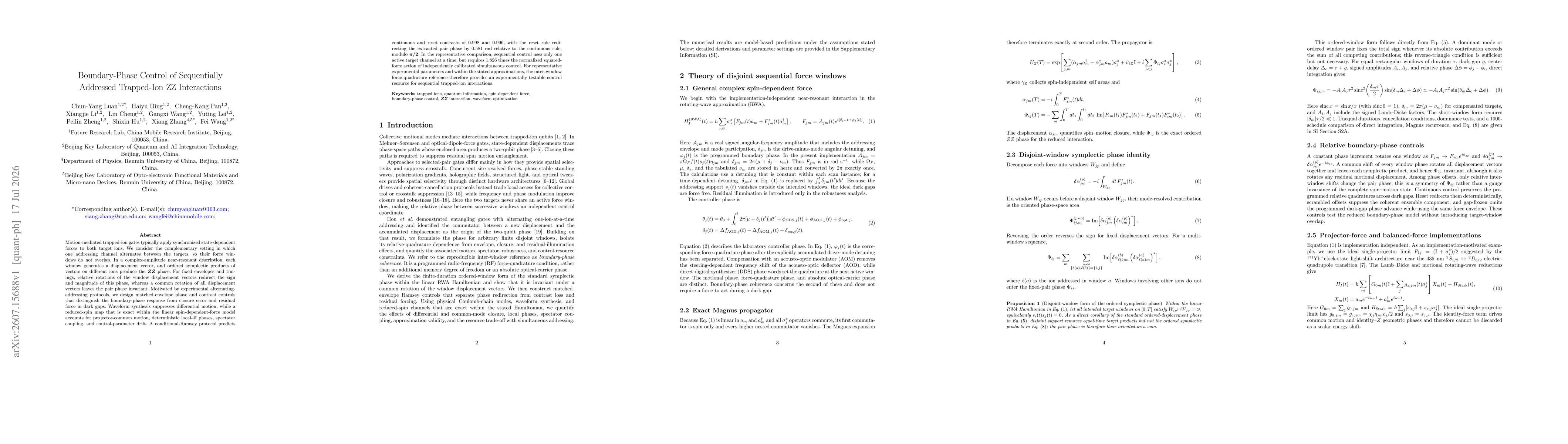 Thumbnail for Boundary-Phase Control of Sequentially Addressed Trapped-Ion ZZ Interactions