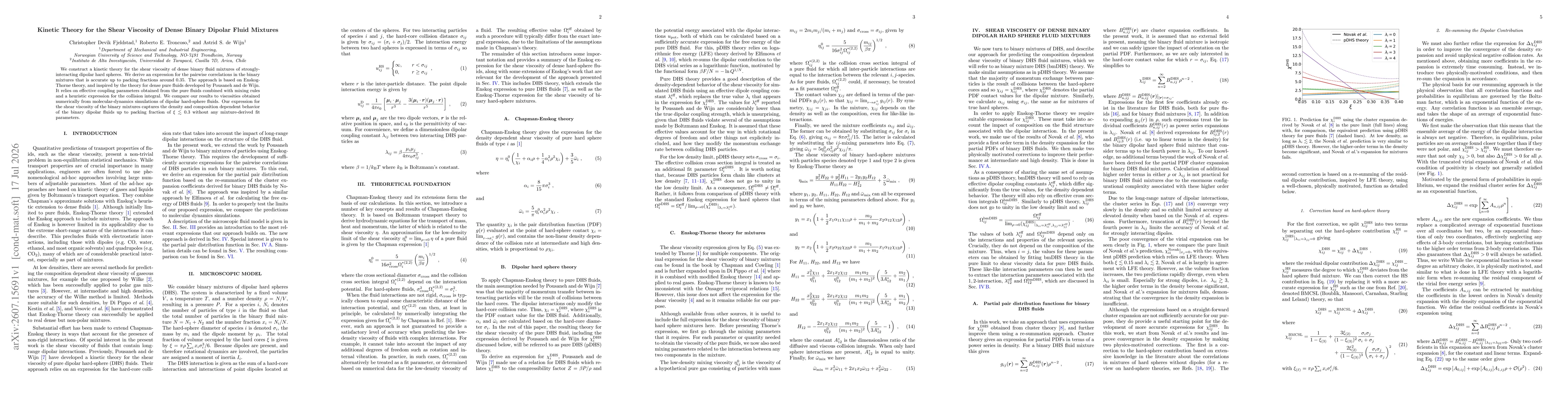 Thumbnail for Kinetic Theory for the Shear Viscosity of Dense Binary Dipolar Fluid Mixtures
