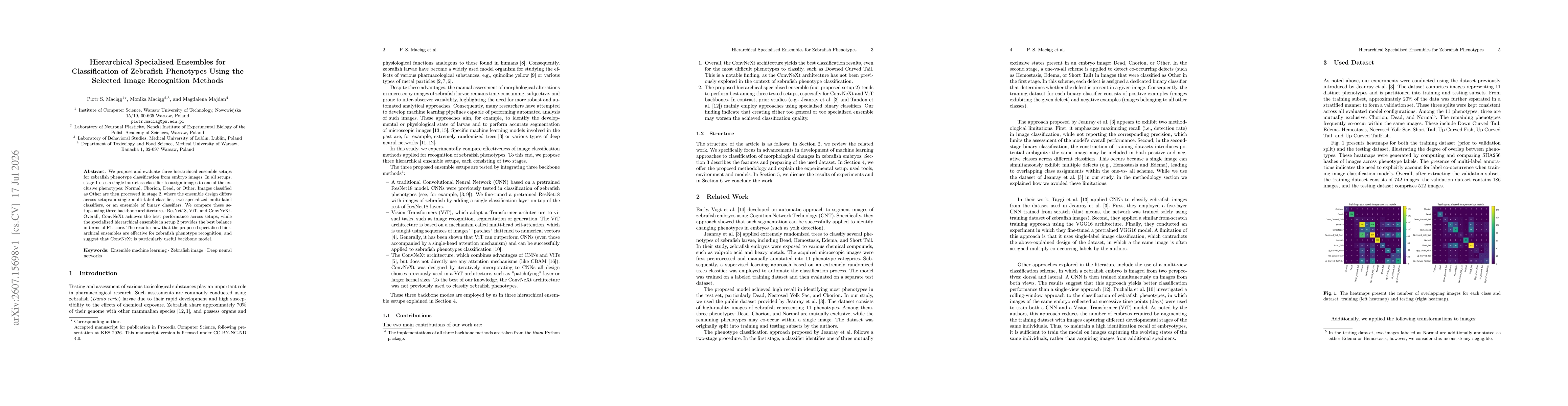 Thumbnail for Hierarchical Specialised Ensembles for Classification of Zebrafish Phenotypes Using the Selected Image Recognition Methods