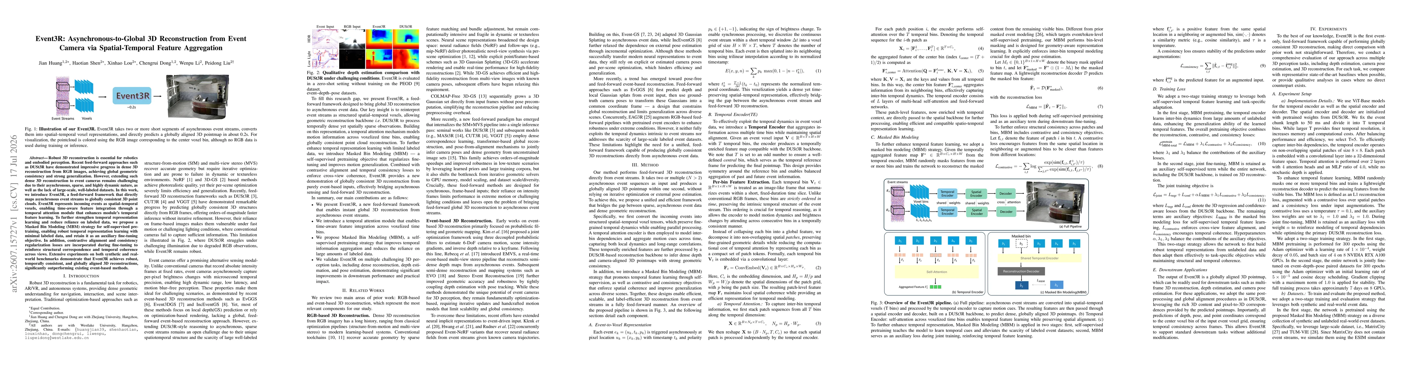 Thumbnail for Event3R: Asynchronous-to-Global 3D Reconstruction from Event Camera via Spatial-Temporal Feature Aggregation