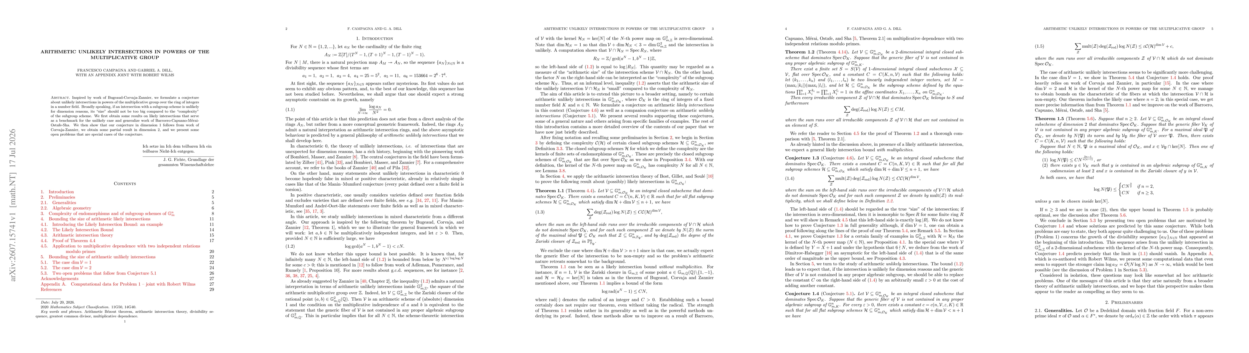 Thumbnail for Arithmetic unlikely intersections in powers of the multiplicative group