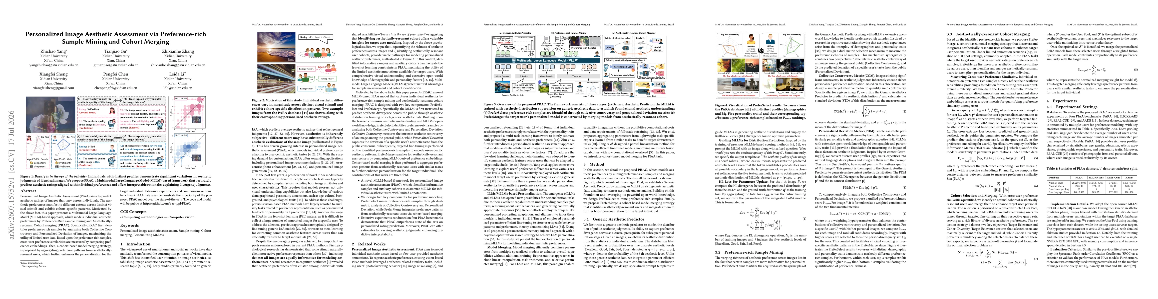 Thumbnail for Personalized Image Aesthetic Assessment via Preference-rich Sample Mining and Cohort Merging