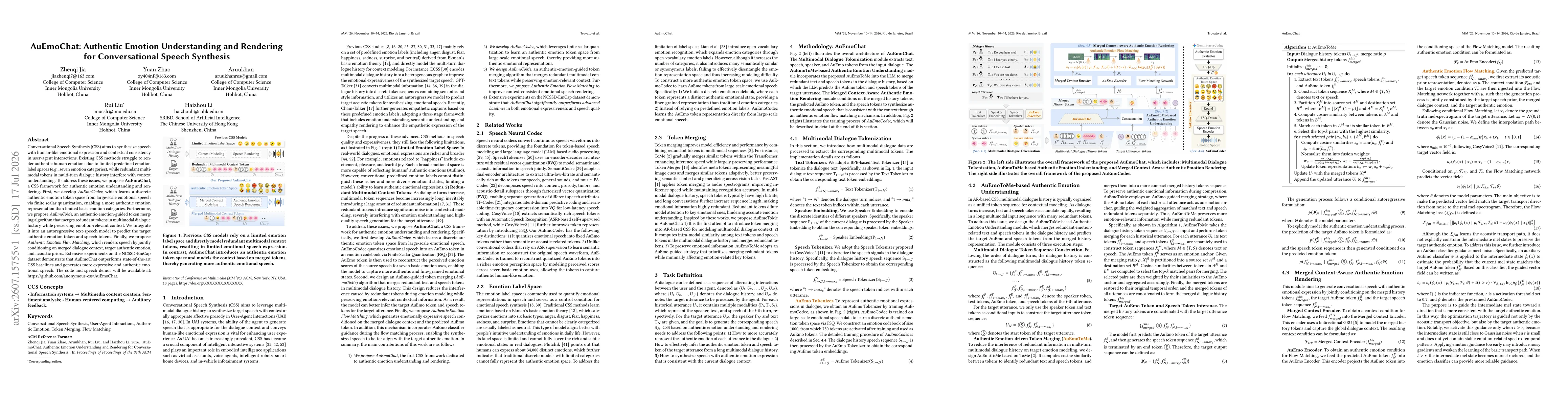 Thumbnail for AuEmoChat: Authentic Emotion Understanding and Rendering for Conversational Speech Synthesis