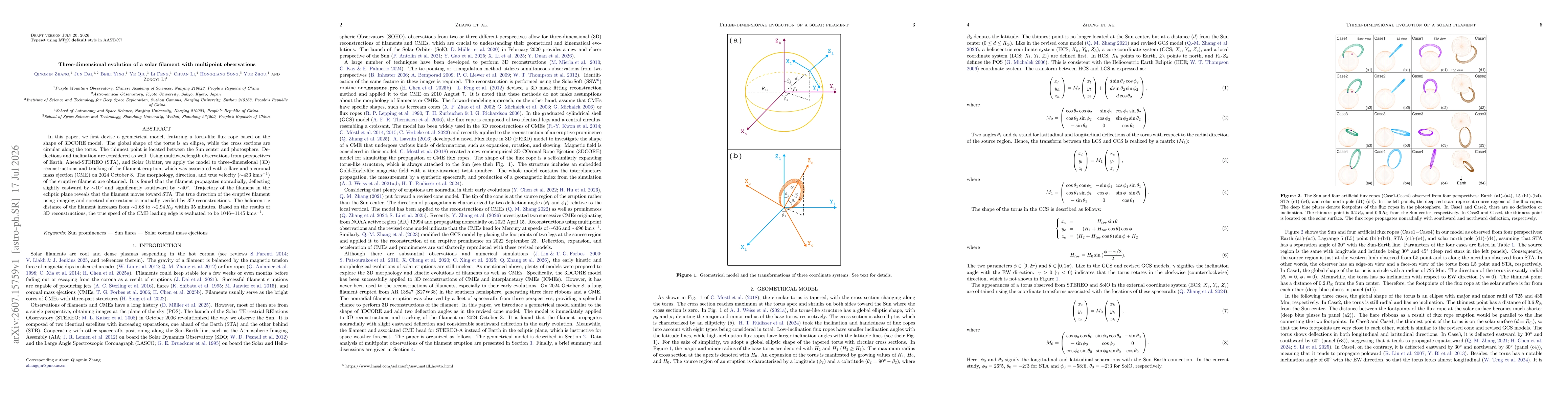 Thumbnail for Three-dimensional evolution of a solar filament with multipoint observations