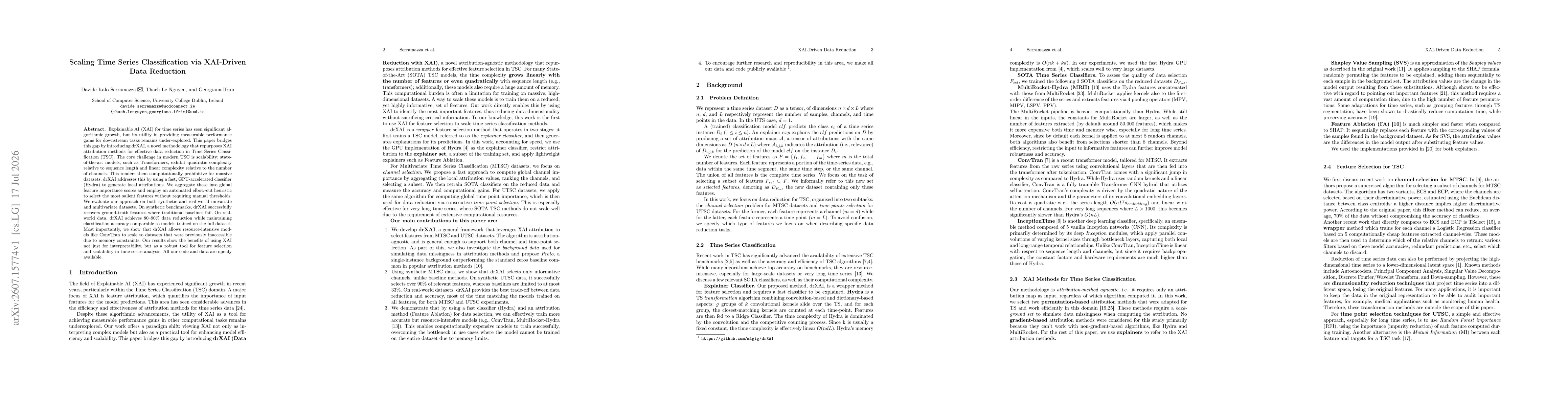 Thumbnail for Scaling Time Series Classification via XAI-Driven Data Reduction
