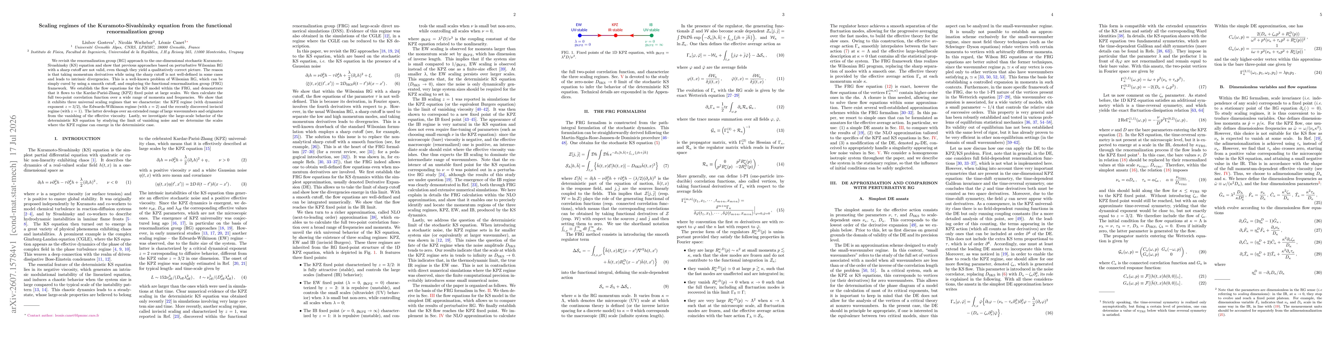 Thumbnail for Scaling regimes of the Kuramoto-Sivashinsky equation from the functional renormalization group