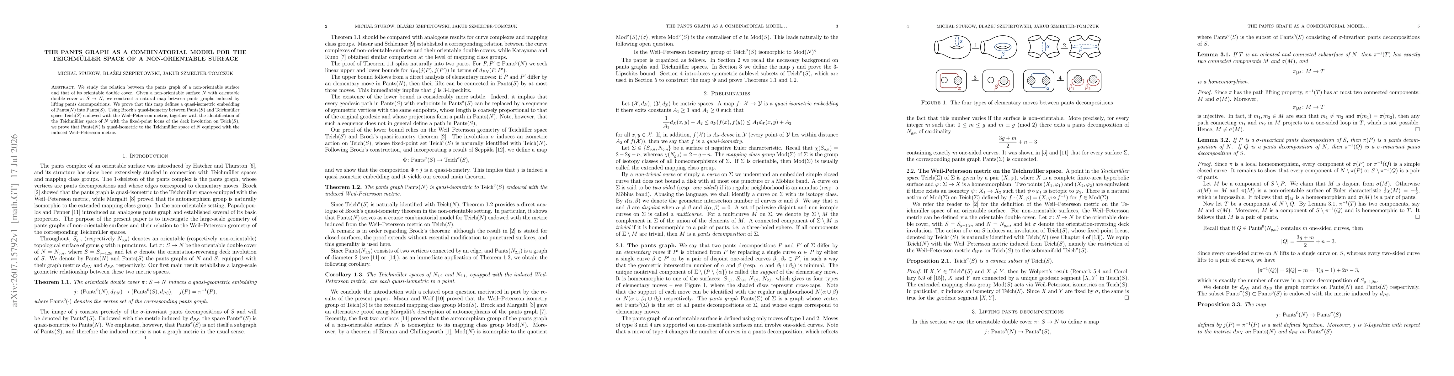Thumbnail for The pants graph as a combinatorial model for the Teichmüller space of a non-orientable surface