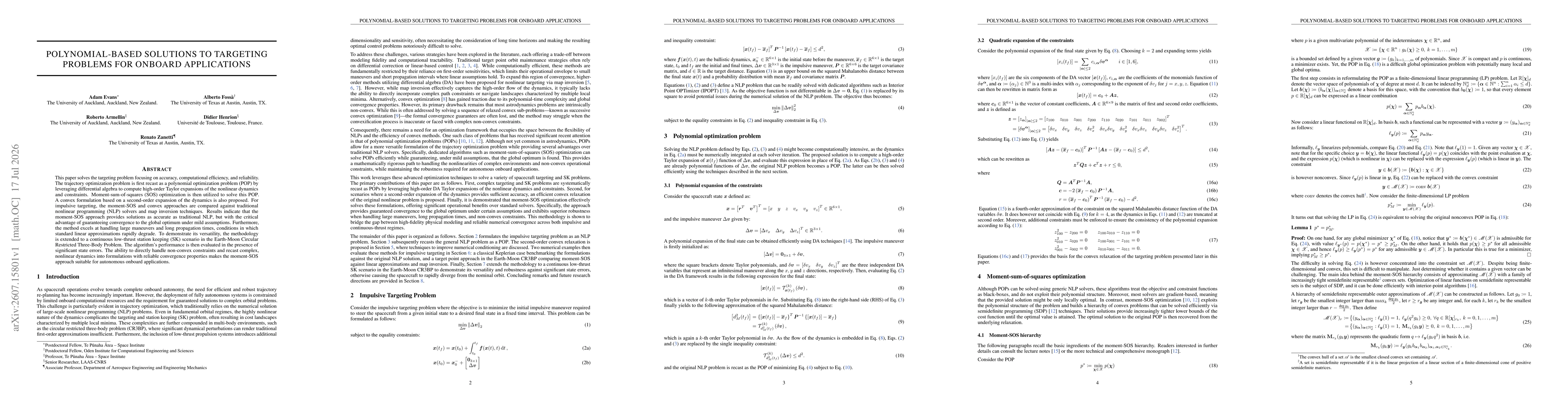 Thumbnail for Polynomial-Based Solutions to Targeting Problems for Onboard Applications