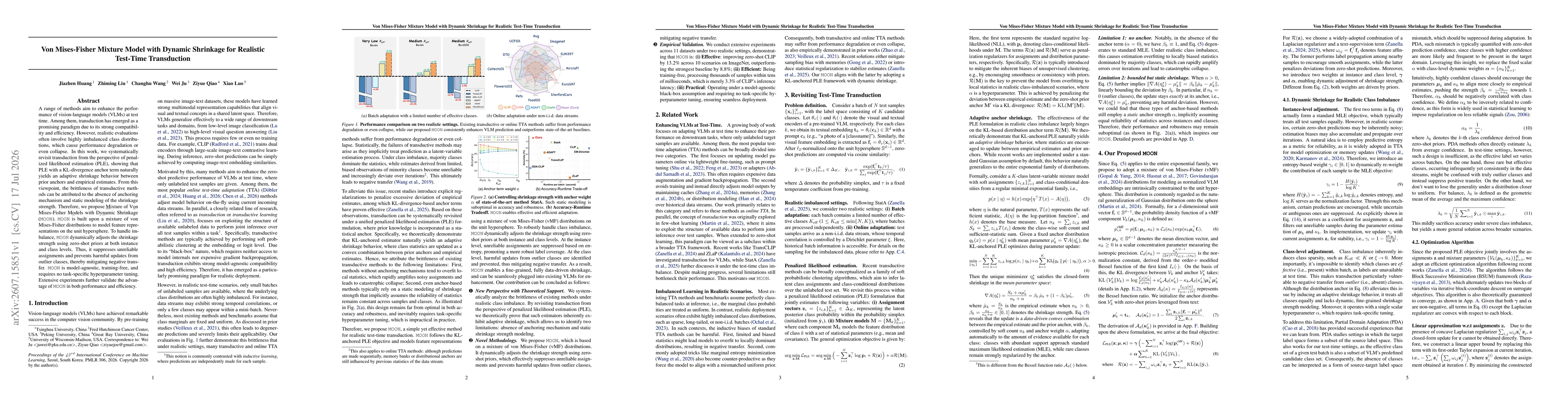 Thumbnail for Von Mises-Fisher Mixture Model with Dynamic Shrinkage for Realistic Test-Time Transduction