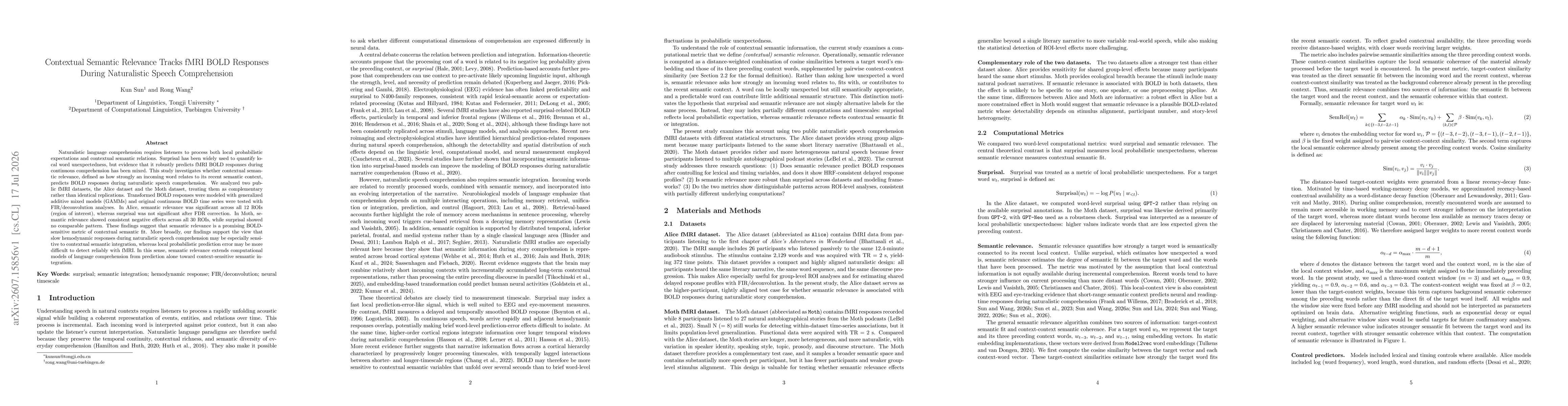 Thumbnail for Contextual Semantic Relevance Tracks fMRI BOLD Responses During Naturalistic Speech Comprehension