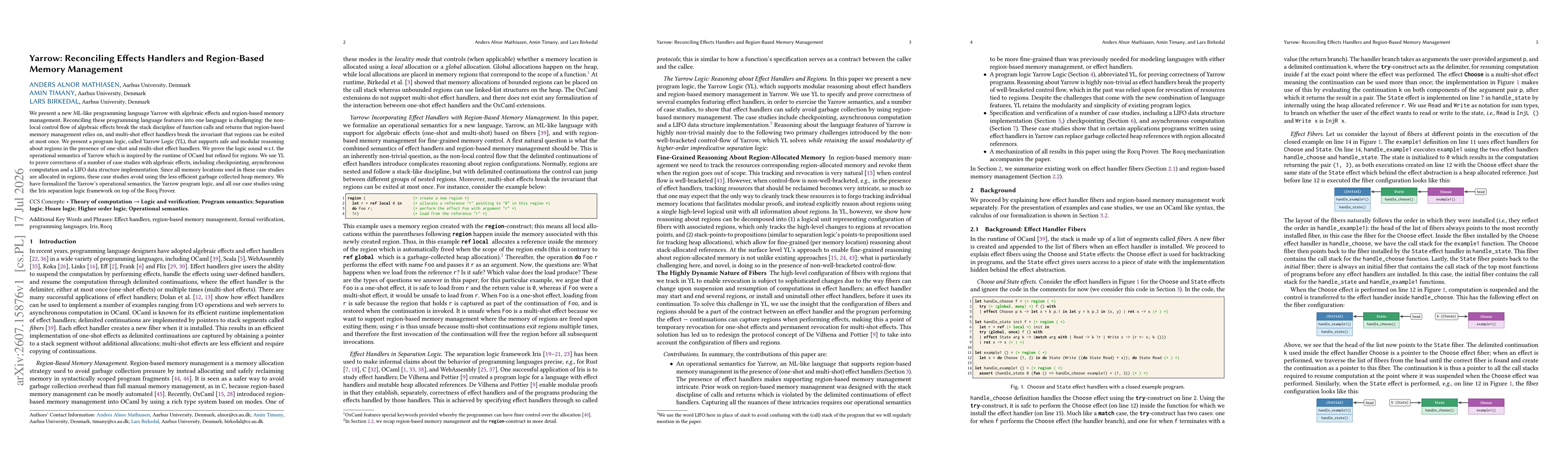 Thumbnail for Yarrow: Reconciling Effects Handlers and Region-Based Memory Management