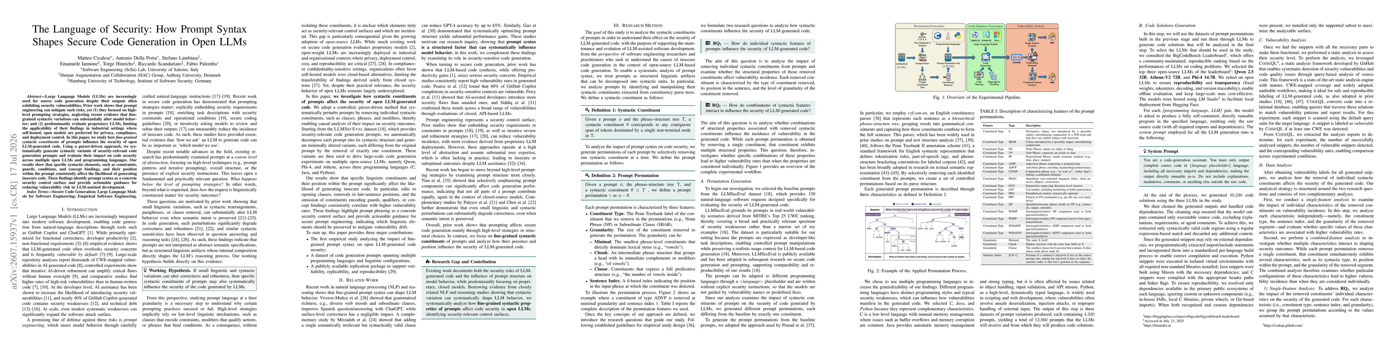 Thumbnail for The Language of Security: How Prompt Syntax Shapes Secure Code Generation in Open LLMs