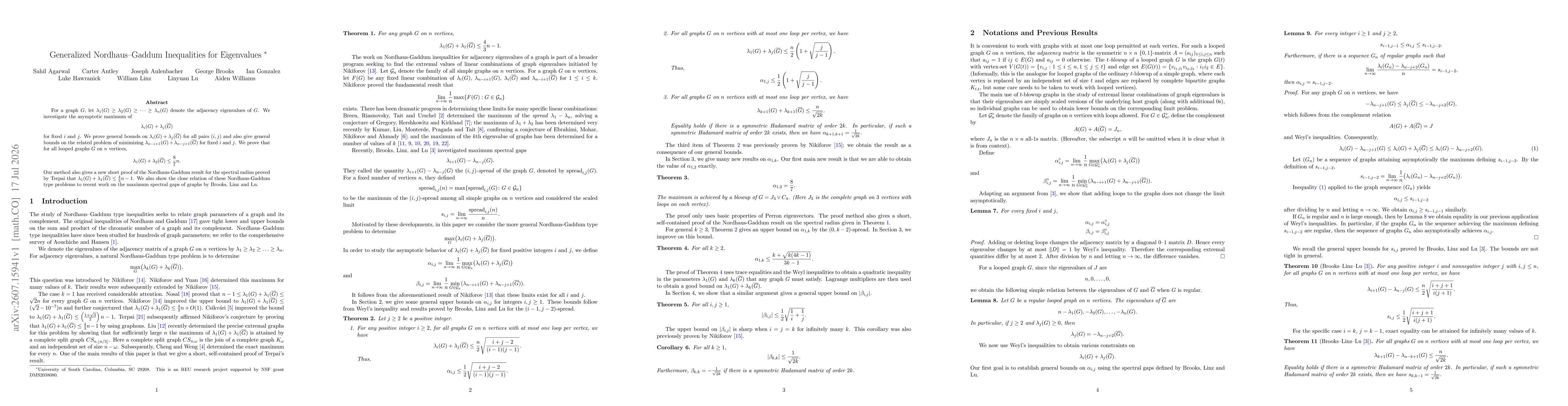 Thumbnail for Generalized Nordhaus--Gaddum Inequalities for Eigenvalues
