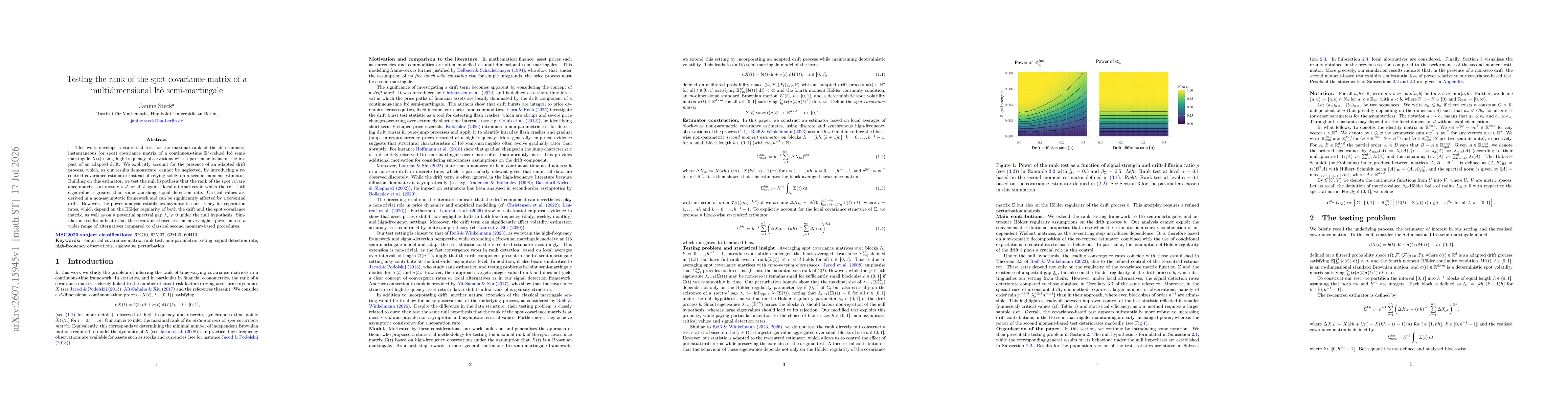 Thumbnail for Testing the rank of the spot covariance matrix of a multidimensional Itô semi-martingale