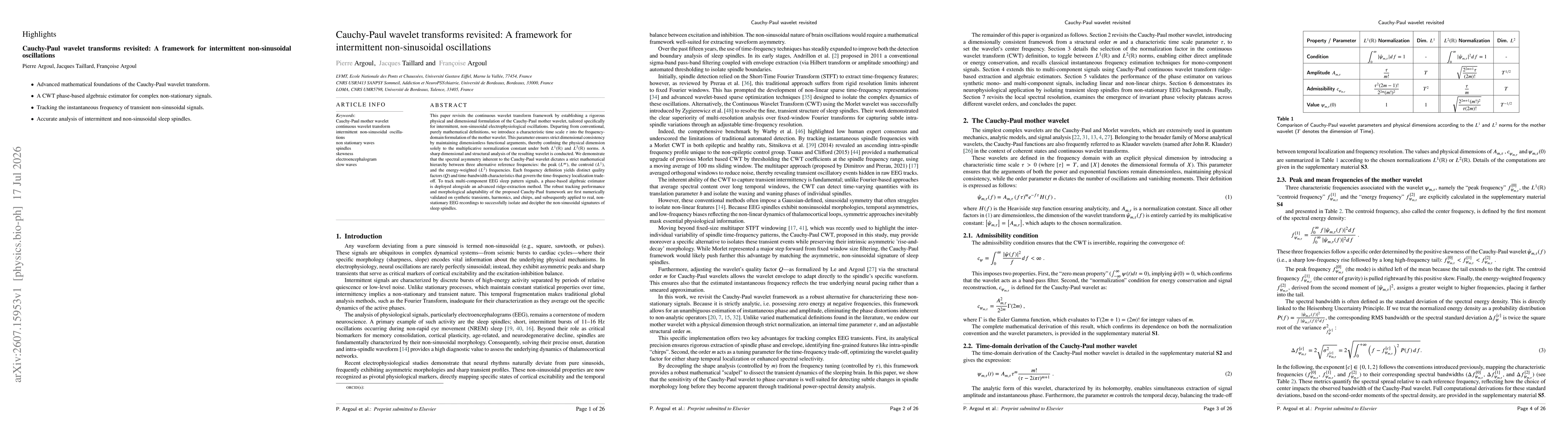 Thumbnail for Cauchy-Paul wavelet transforms revisited: A framework for intermittent non-sinusoidal oscillations