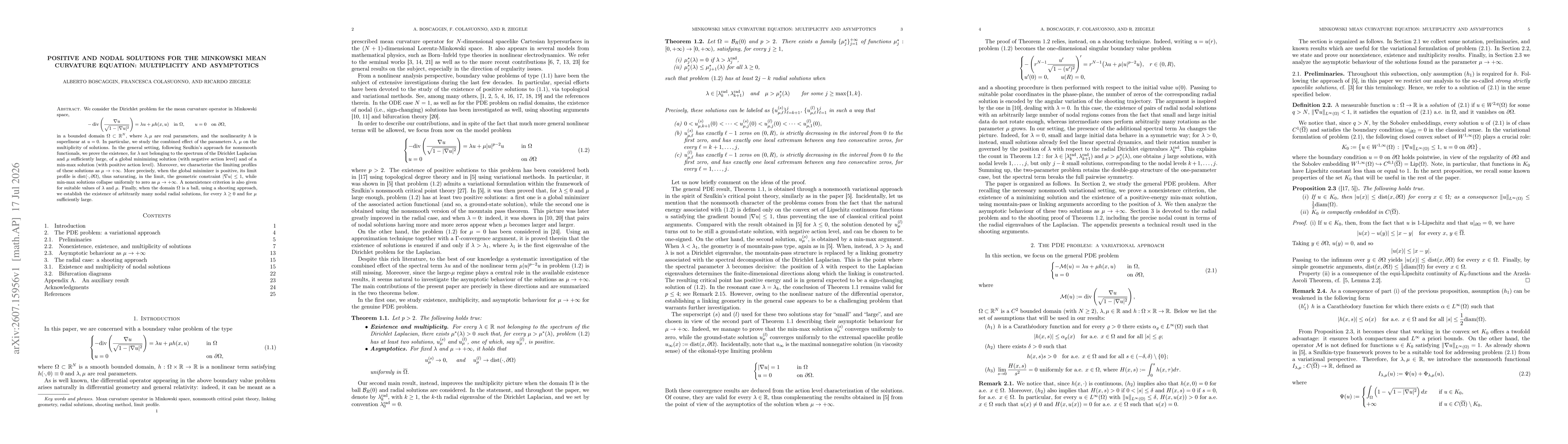 Thumbnail for Positive and nodal solutions for the Minkowski mean curvature equation: multiplicity and asymptotics
