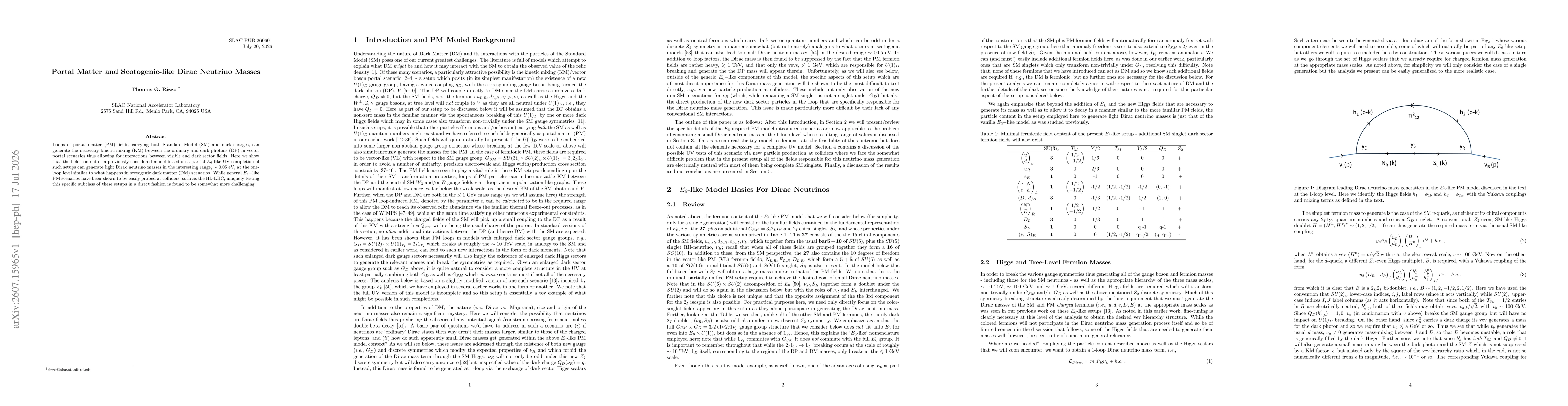 Thumbnail for Portal Matter and Scotogenic-like Dirac Neutrino Masses