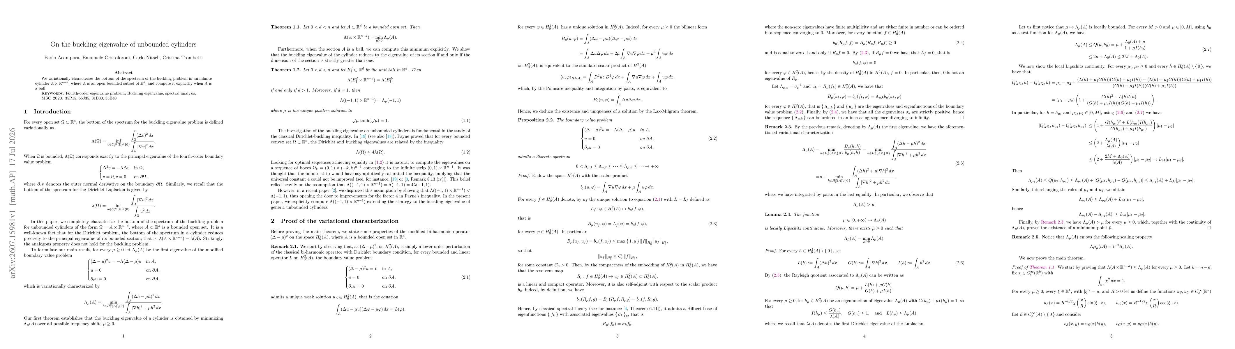 Thumbnail for On the buckling eigenvalue of unbounded cylinders