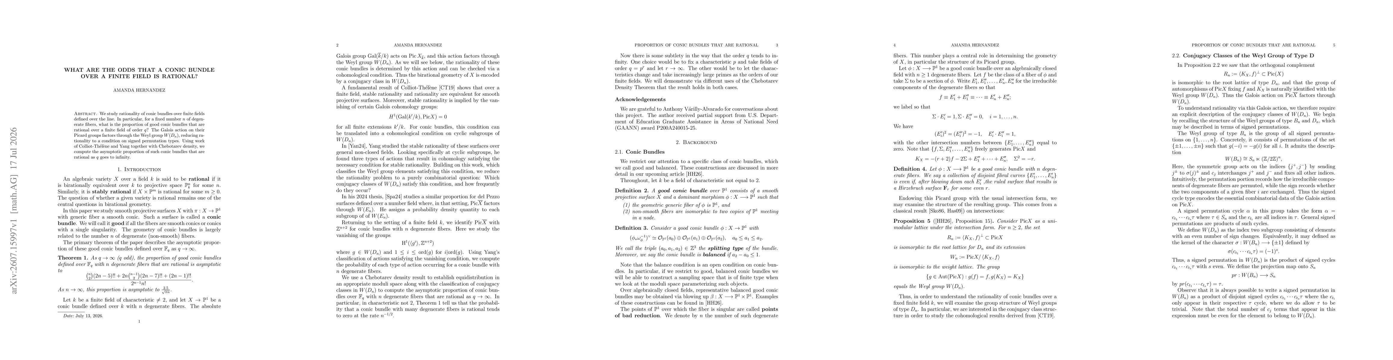Thumbnail for What are the odds that a conic bundle over a finite field is rational?