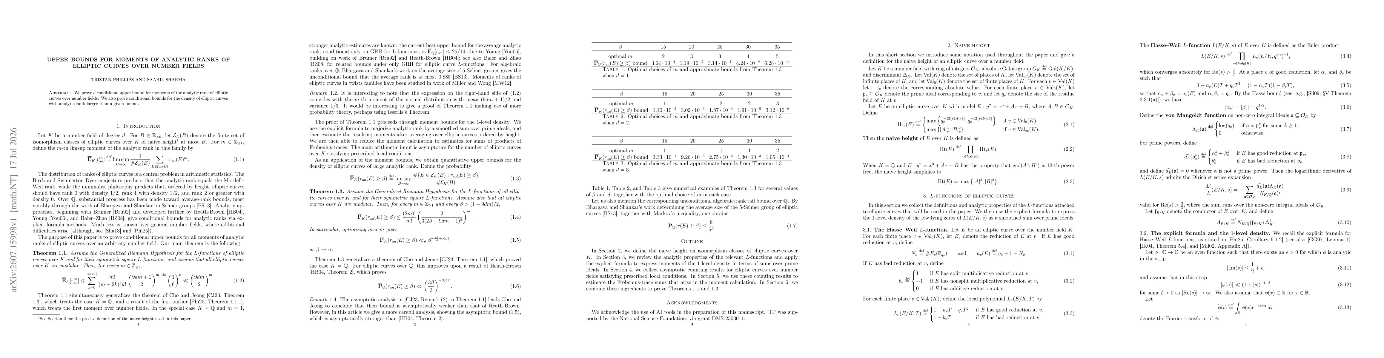 Thumbnail for Upper bounds for moments of analytic ranks of elliptic curves over number fields