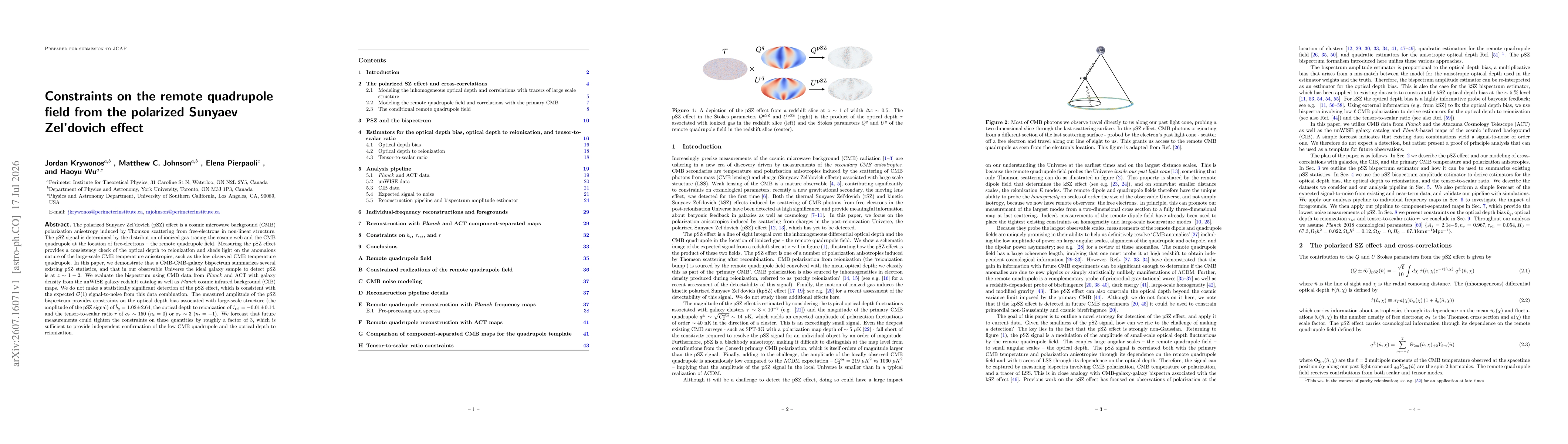 Thumbnail for Constraints on the remote quadrupole field from the polarized Sunyaev Zel'dovich effect