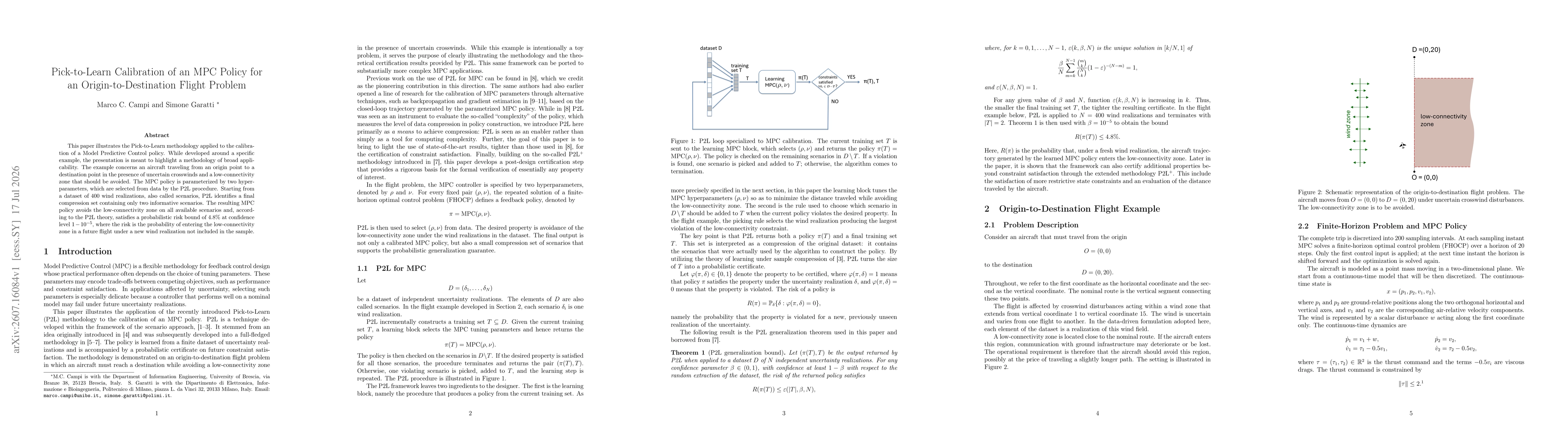 Thumbnail for Pick-to-Learn Calibration of an MPC Policy for an Origin-to-Destination Flight Problem