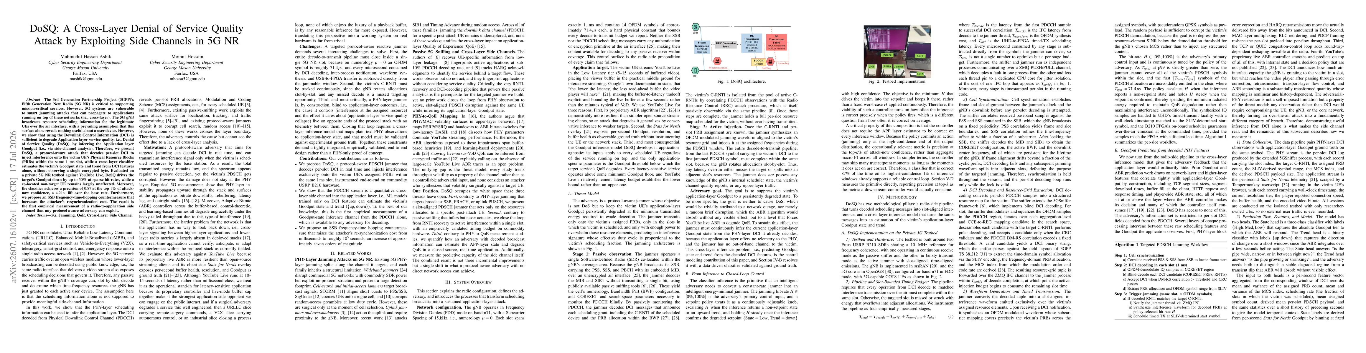 Thumbnail for DoSQ: A Cross-Layer Denial of Service Quality Attack by Exploiting Side Channels in 5G NR