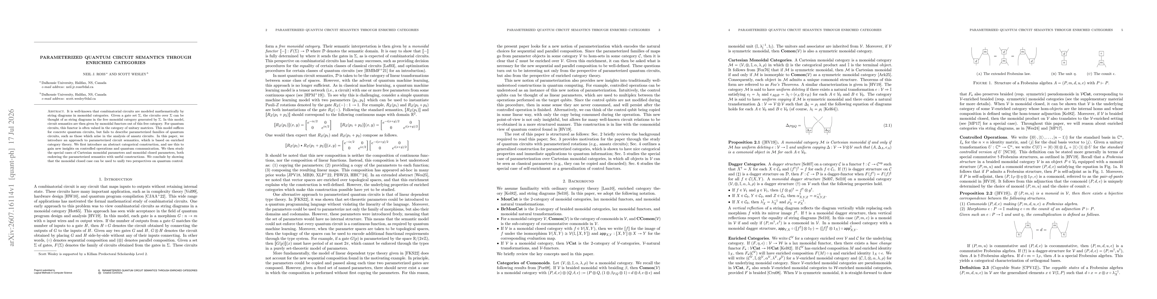 Thumbnail for Parameterized Quantum Circuit Semantics Through Enriched Categories