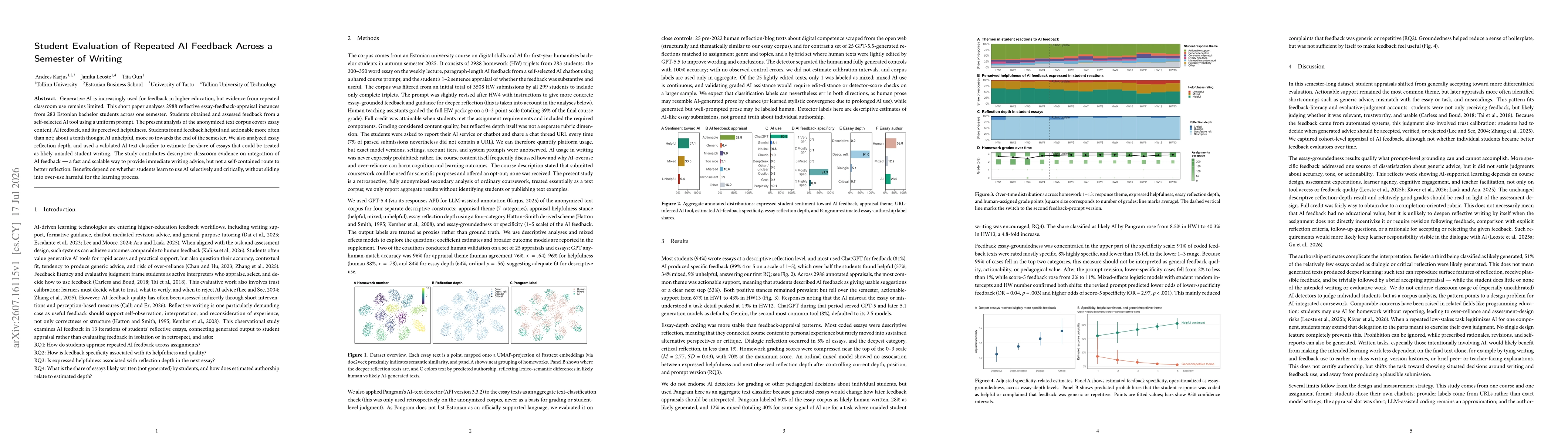 Thumbnail for Student Evaluation of Repeated AI Feedback Across a Semester of Writing