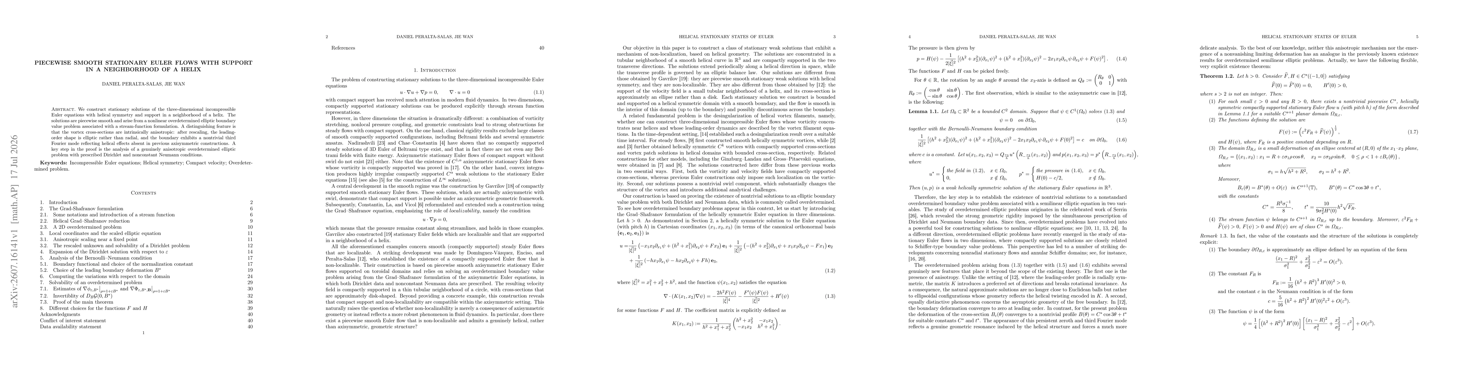 Thumbnail for Piecewise smooth stationary Euler flows with support in a neighborhood of a helix