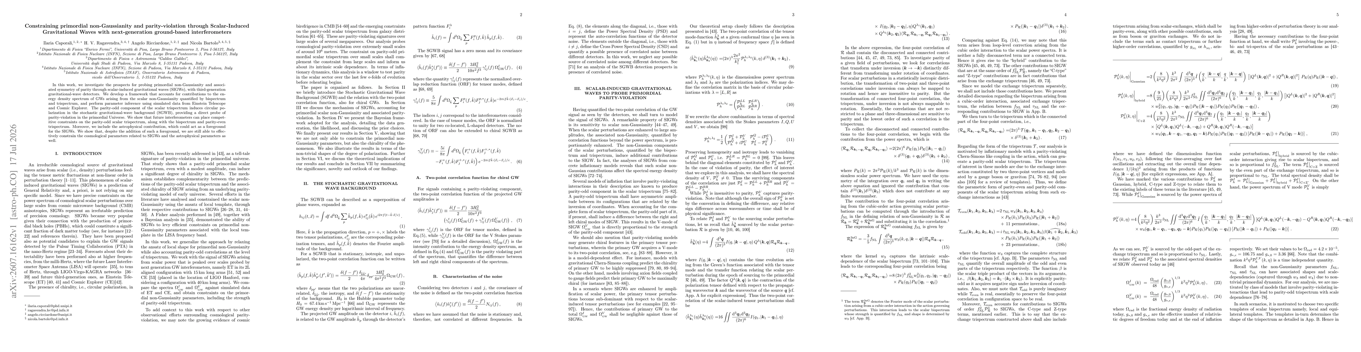 Thumbnail for Constraining primordial non-Gaussianity and parity-violation through Scalar-Induced Gravitational Waves with next-generation ground-based interferometers