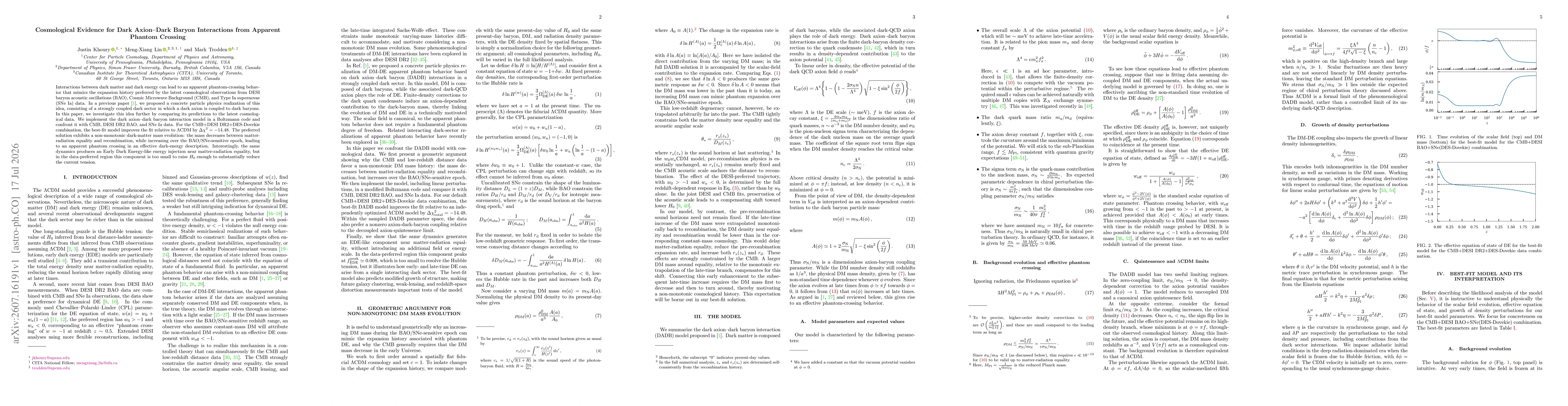 Thumbnail for Cosmological Evidence for Dark Axion-Dark Baryon Interactions from Apparent Phantom Crossing