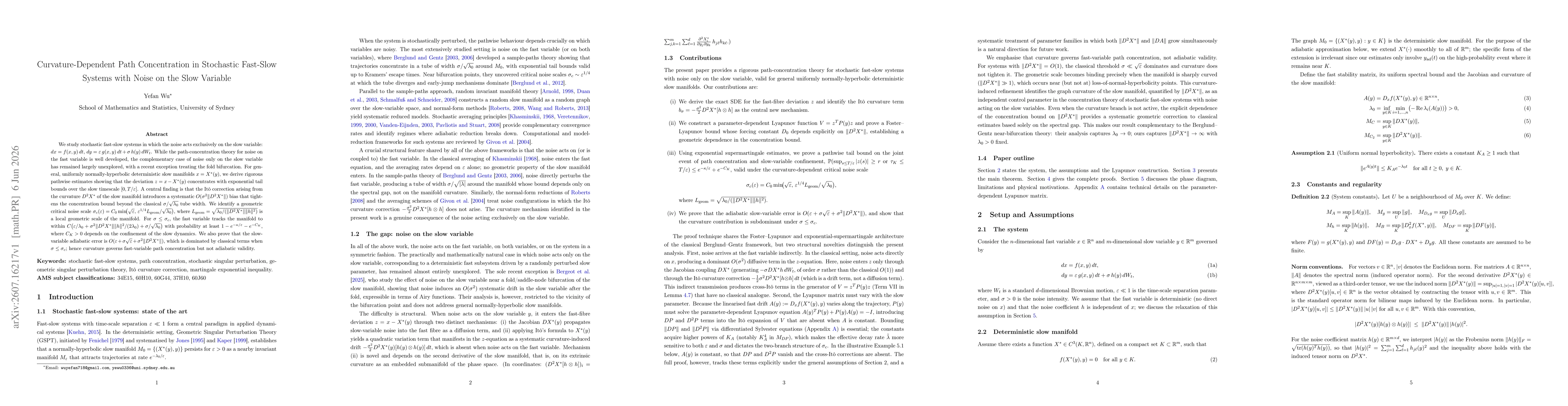 Thumbnail for Curvature-Dependent Path Concentration in Stochastic Fast-Slow Systems with Noise on the Slow Variable