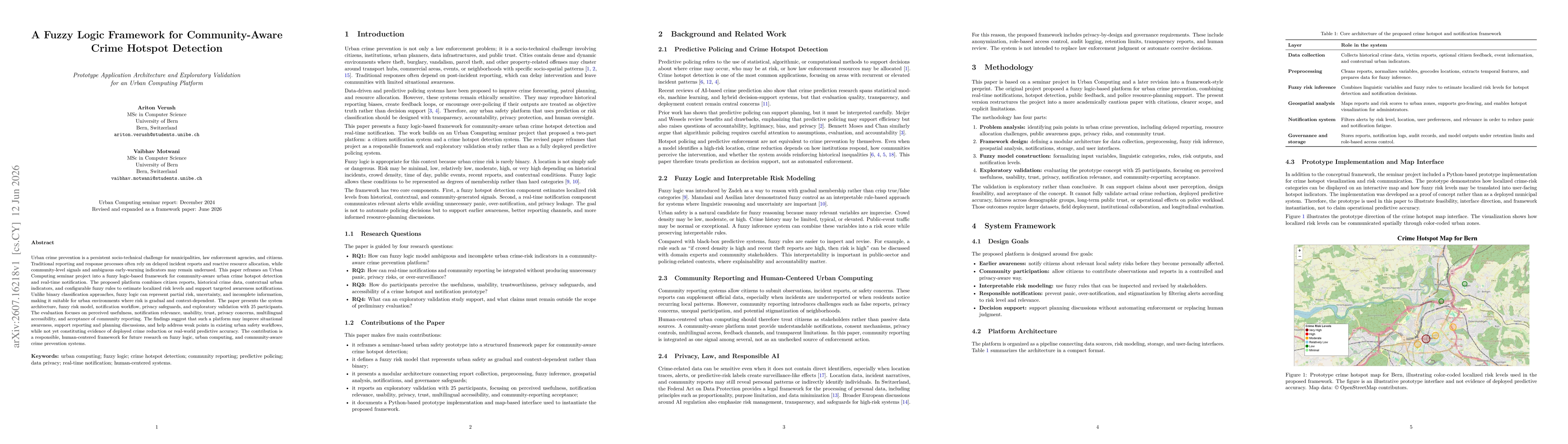Thumbnail for A Fuzzy Logic Framework for Community-Aware Crime Hotspot Detection: Prototype Application Architecture and Exploratory Validation for an Urban Computing Platform