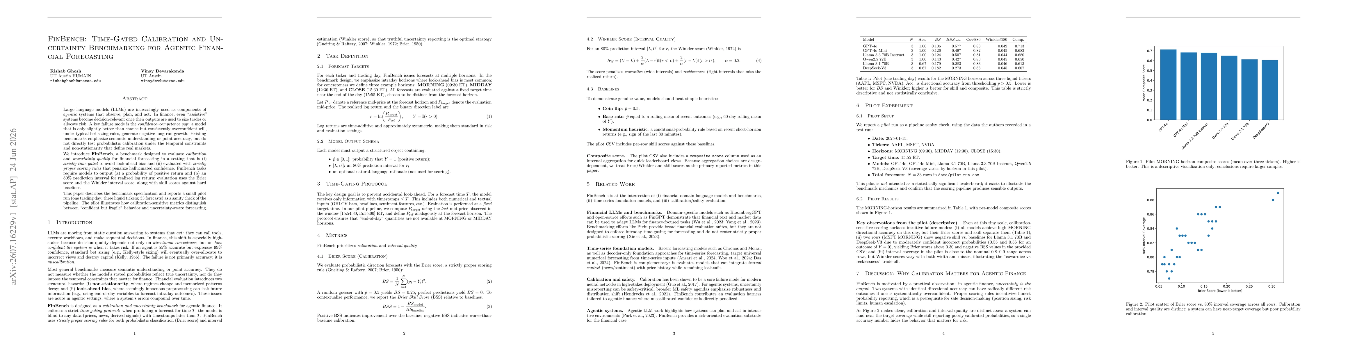 Thumbnail for FinBench: Time-Gated Calibration and Uncertainty Benchmarking for Agentic Financial Forecasting