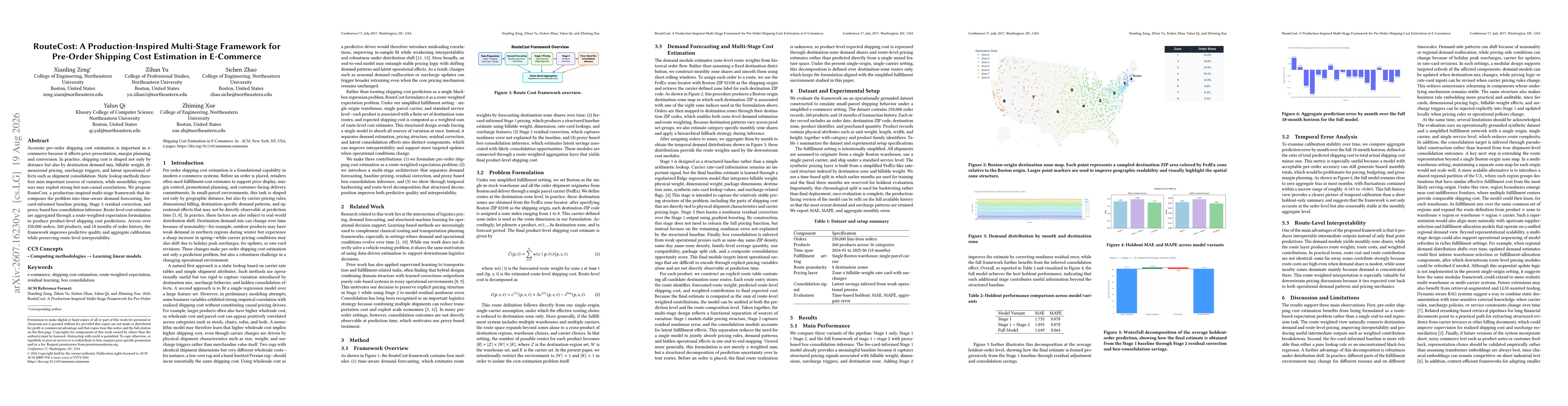 Thumbnail for RouteCost: A Production-Inspired Multi-Stage Framework for Pre-Order Shipping Cost Estimation in E-Commerce