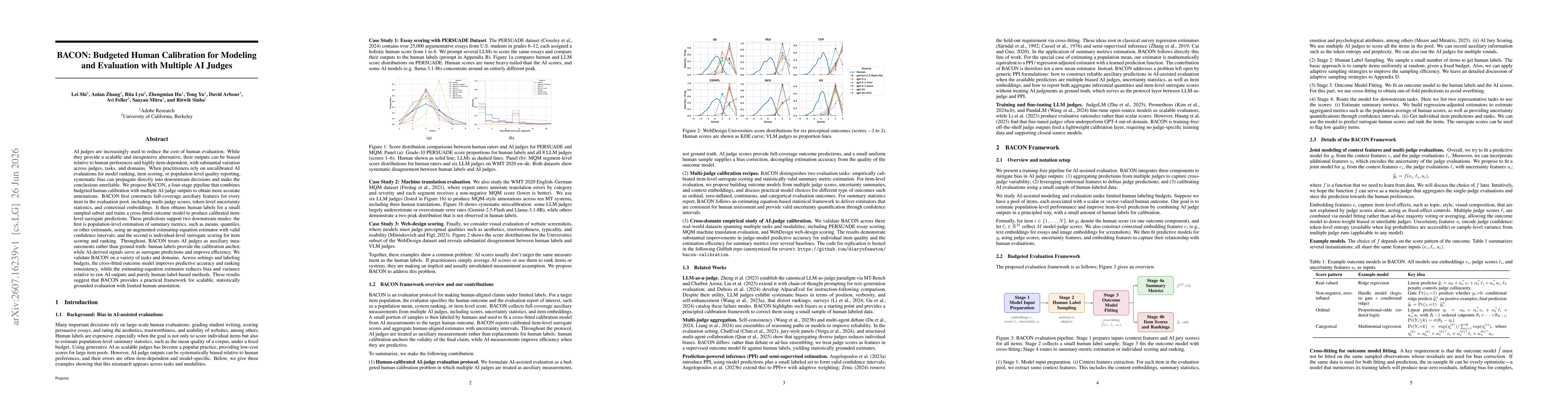 Thumbnail for BACON: Budgeted Human Calibration for Modeling and Evaluation with Multiple AI Judges