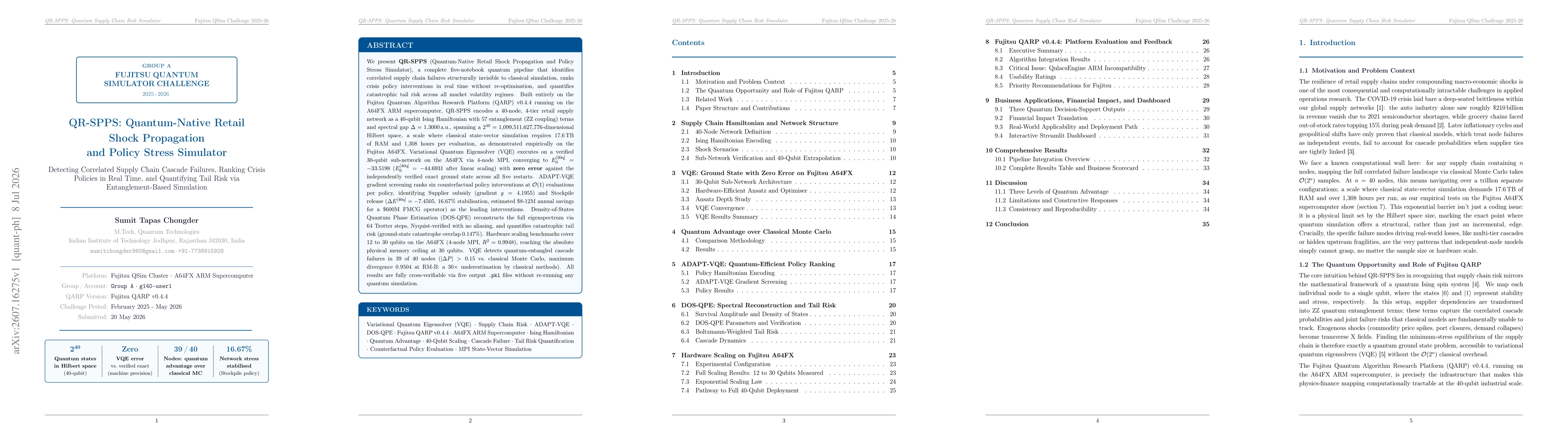 Thumbnail for QR-SPPS: Quantum-Native Retail Supply Chain Risk Simulation via VQE, ADAPT-VQE Counterfactual Policy Ranking, and DOS-QPE Boltzmann Tail Risk Quantification