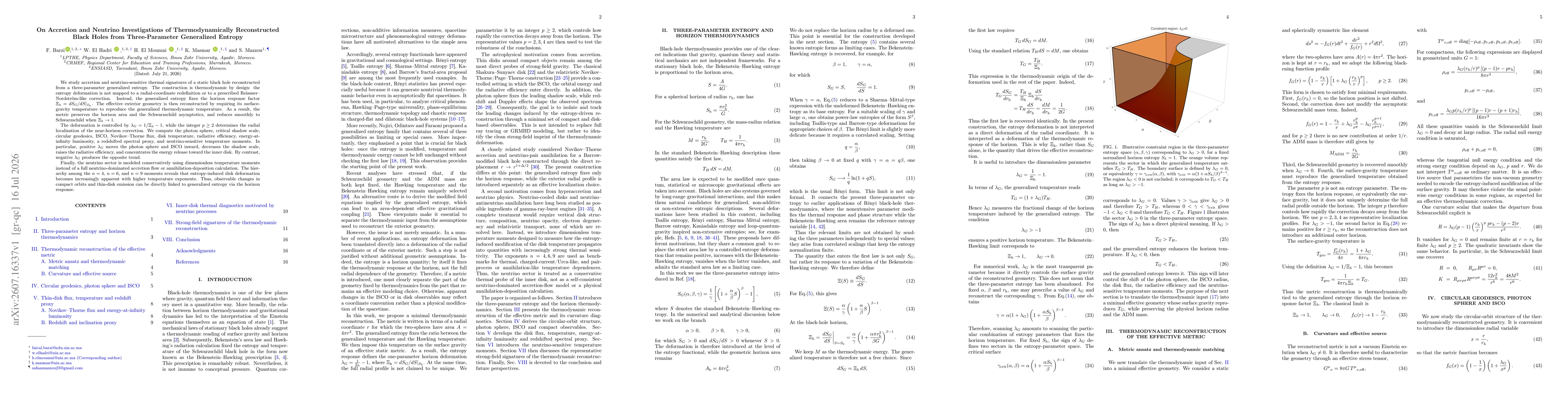 Thumbnail for On Accretion and Neutrino Investigations of Thermodynamically Reconstructed Black Holes from Three-Parameter Generalized Entropy