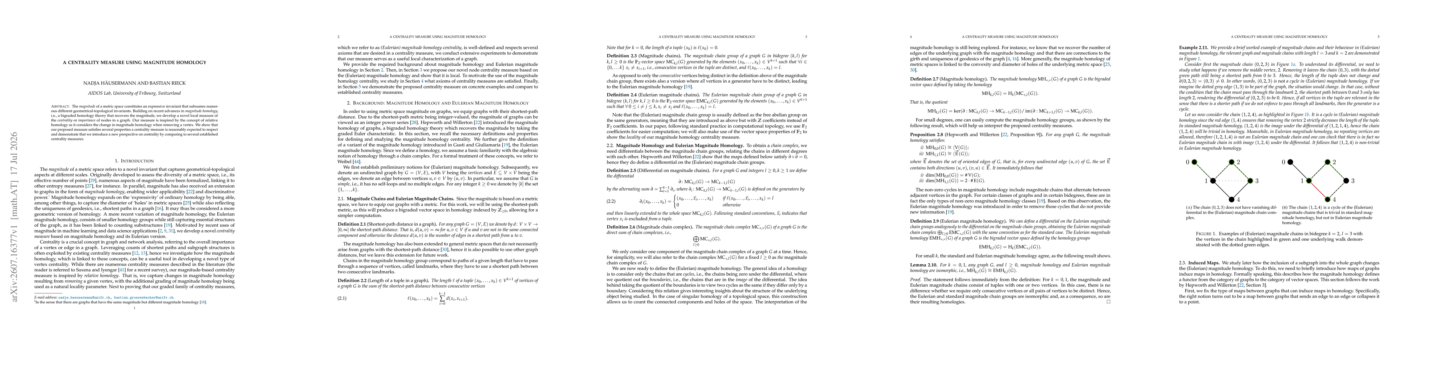 Thumbnail for A Centrality Measure Using Magnitude Homology