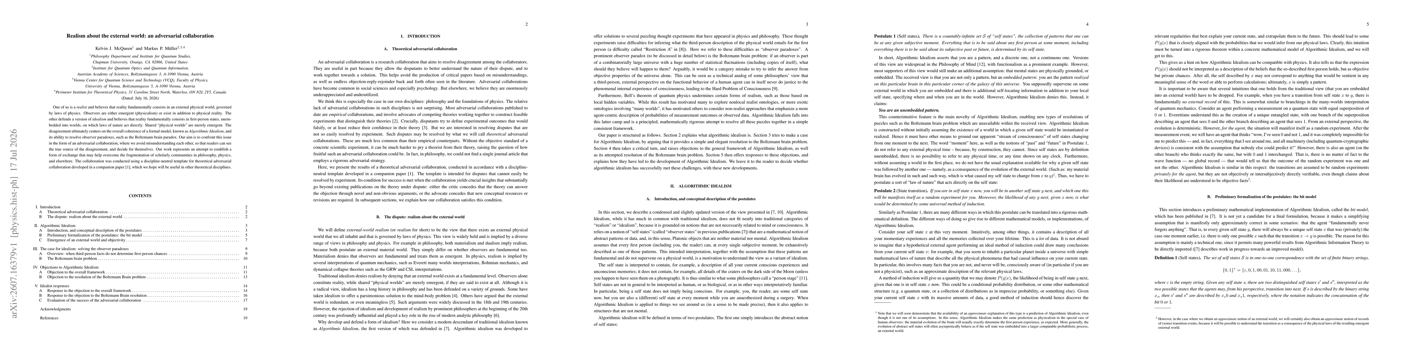 Thumbnail for Realism about the external world: an adversarial collaboration
